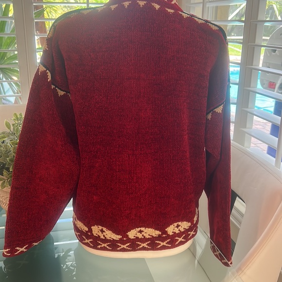 Vintage Y2K Wool Dia North of Boston Zip Up Cardigan Knit Sweater Red sz M EUC - Picture 14 of 17